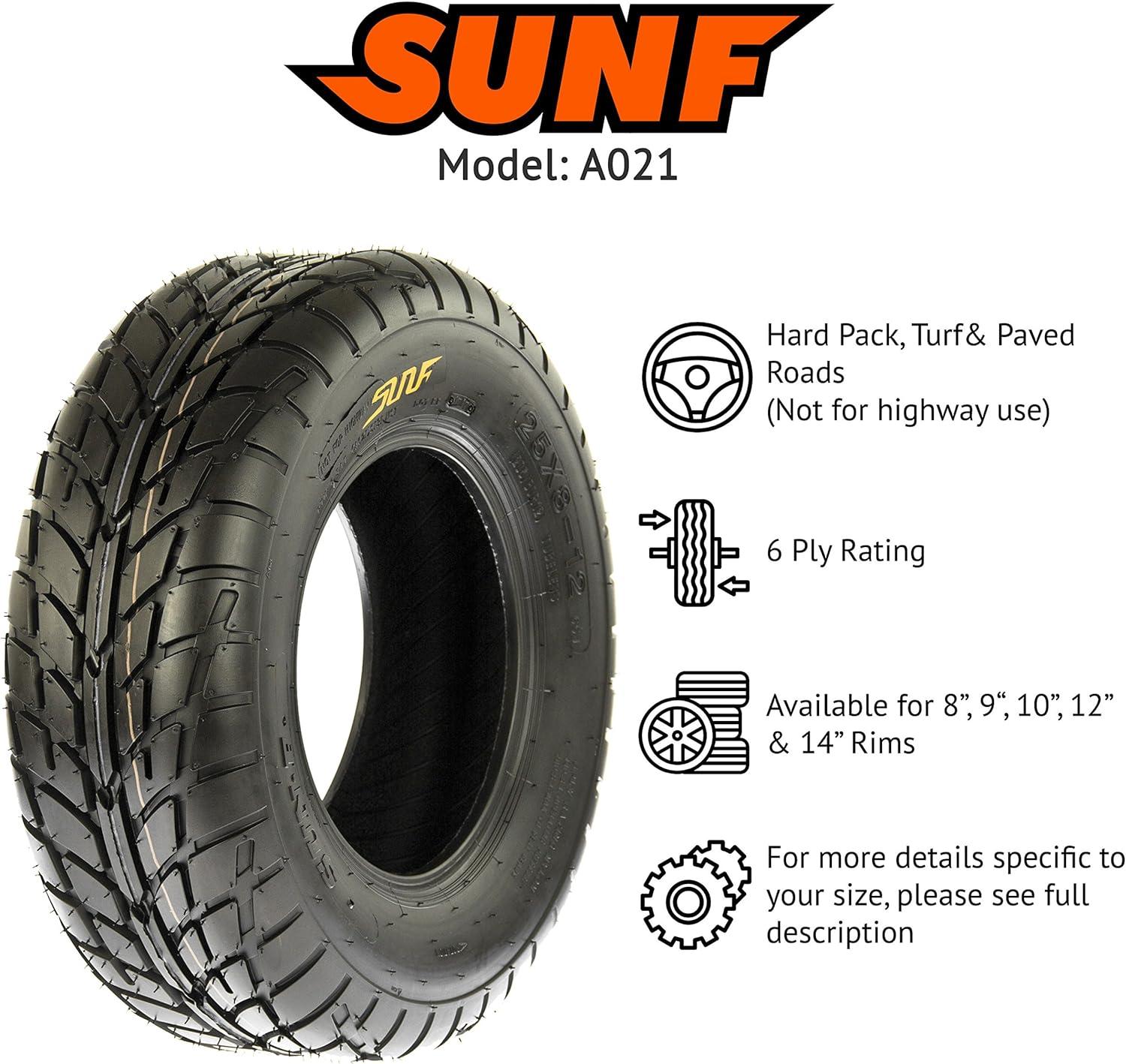 image2SunF 19x78 ATV UTV Tires 19x7x8 Tubeless 6 Ply for 8 Rims  A021 black