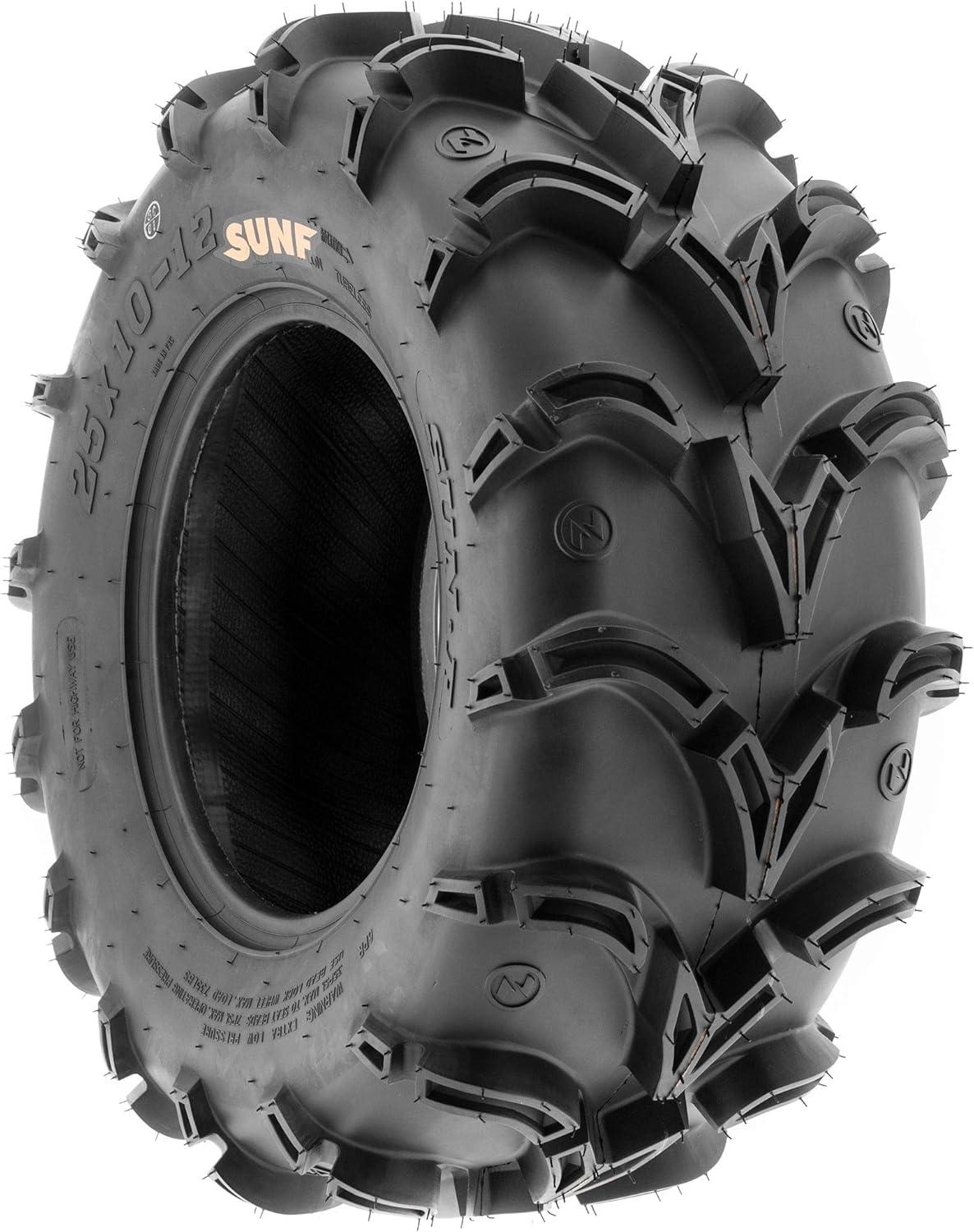 imagePair of 2 SunF A050 AT 25x812 ATV UTV Deep Mud Terrain Tires 6 PR Tubeless27x1114
