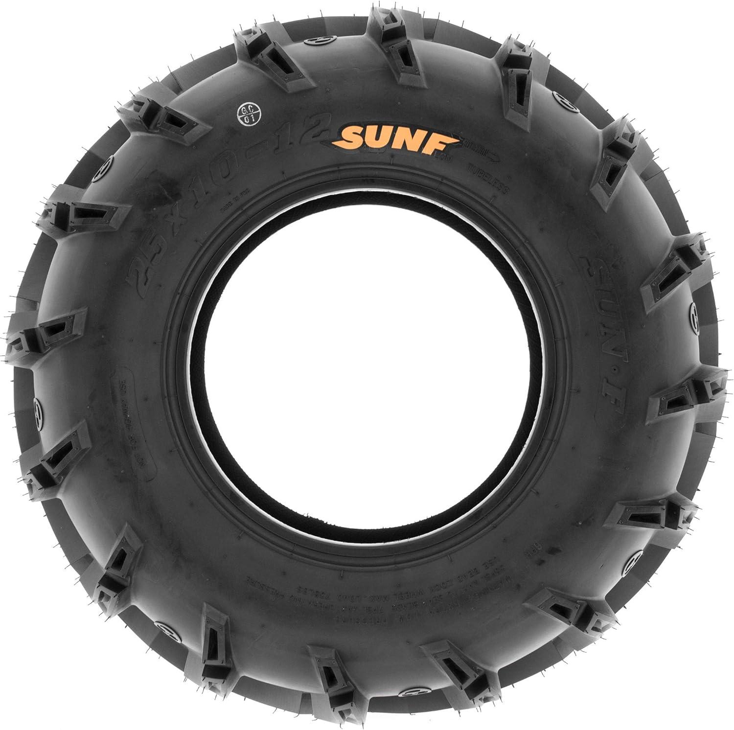 imagePair of 2 SunF A050 AT 25x812 ATV UTV Deep Mud Terrain Tires 6 PR Tubeless27x1212