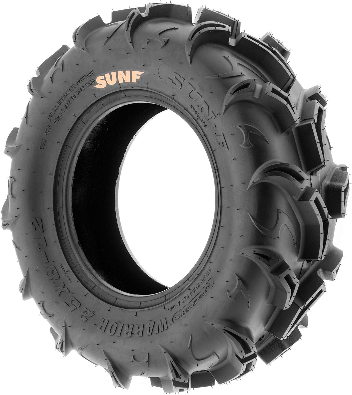 imagePair of 2 SunF Warrior AT 25x812 ATV UTV Mud ampamp Trail Tires 6 PR Tubeless A04825x812