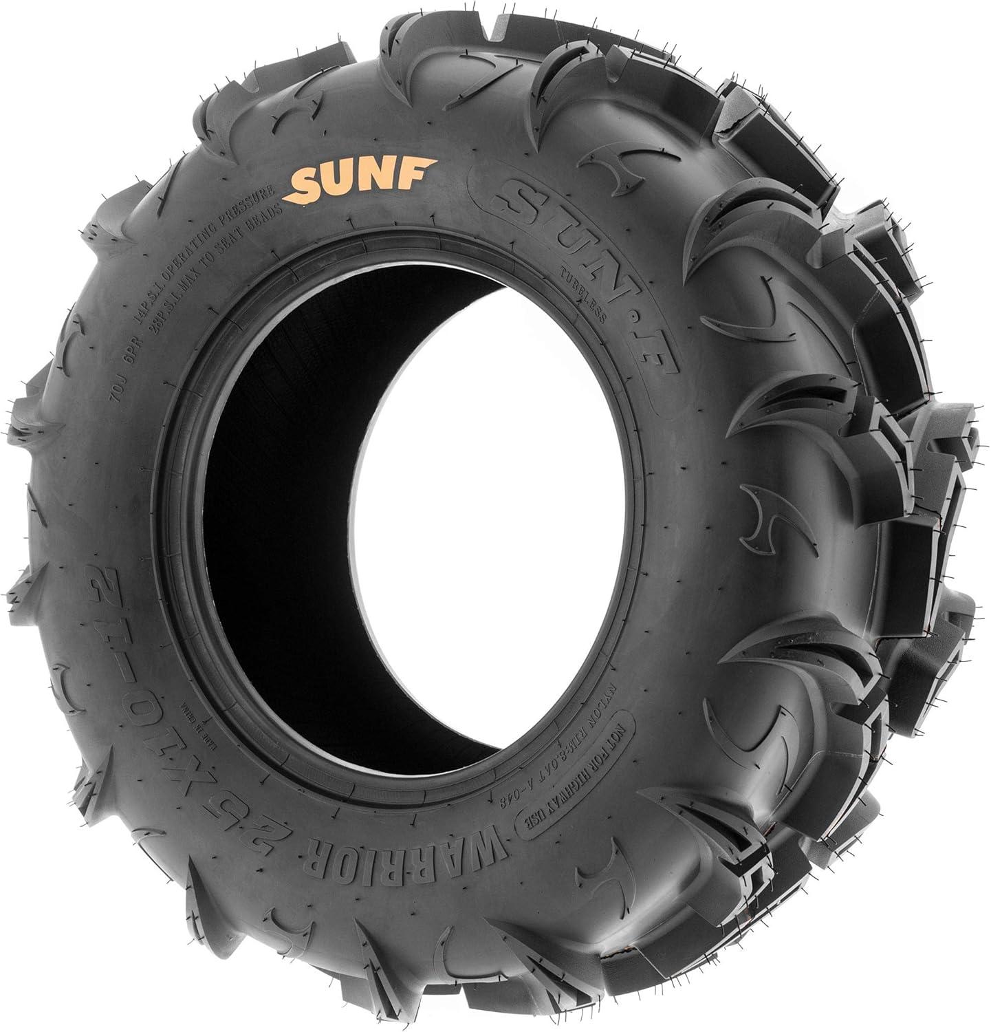 imagePair of 2 SunF Warrior AT 25x812 ATV UTV Mud ampamp Trail Tires 6 PR Tubeless A04826x1112