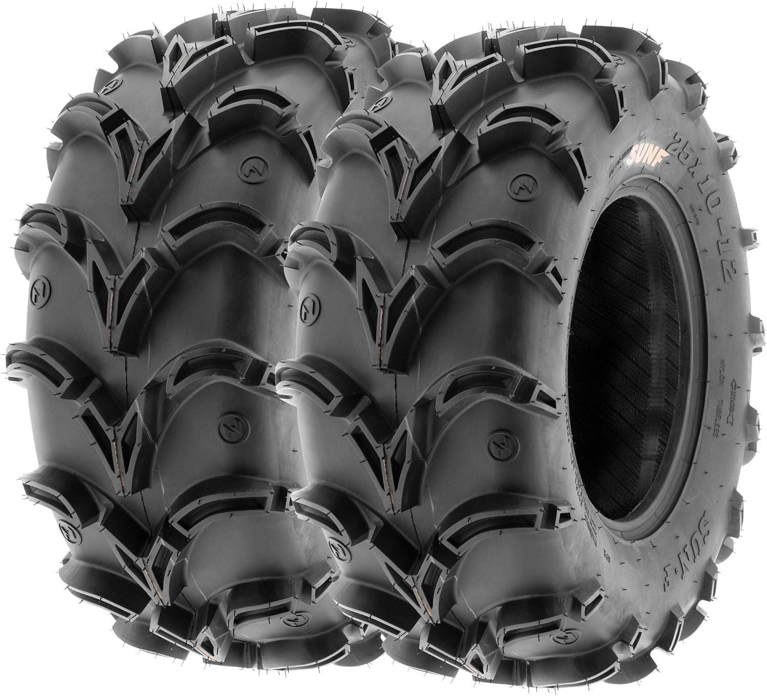 imageSet of 4 SunF 25x812 Front ampamp 25x1012 Rear Deep Mud  Trail ATV UTV OffRoad Tires 6PR Tubeless A05025x812 25x1012