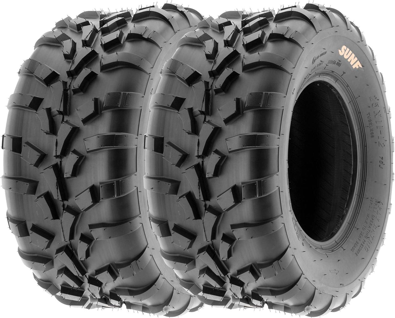 imageSet of 4 SunF A010 25x812 Front ampamp 25x1112 Rear ATV UTV Lawn Mowers Tires 6 PR Tubeless25x812  25x1012