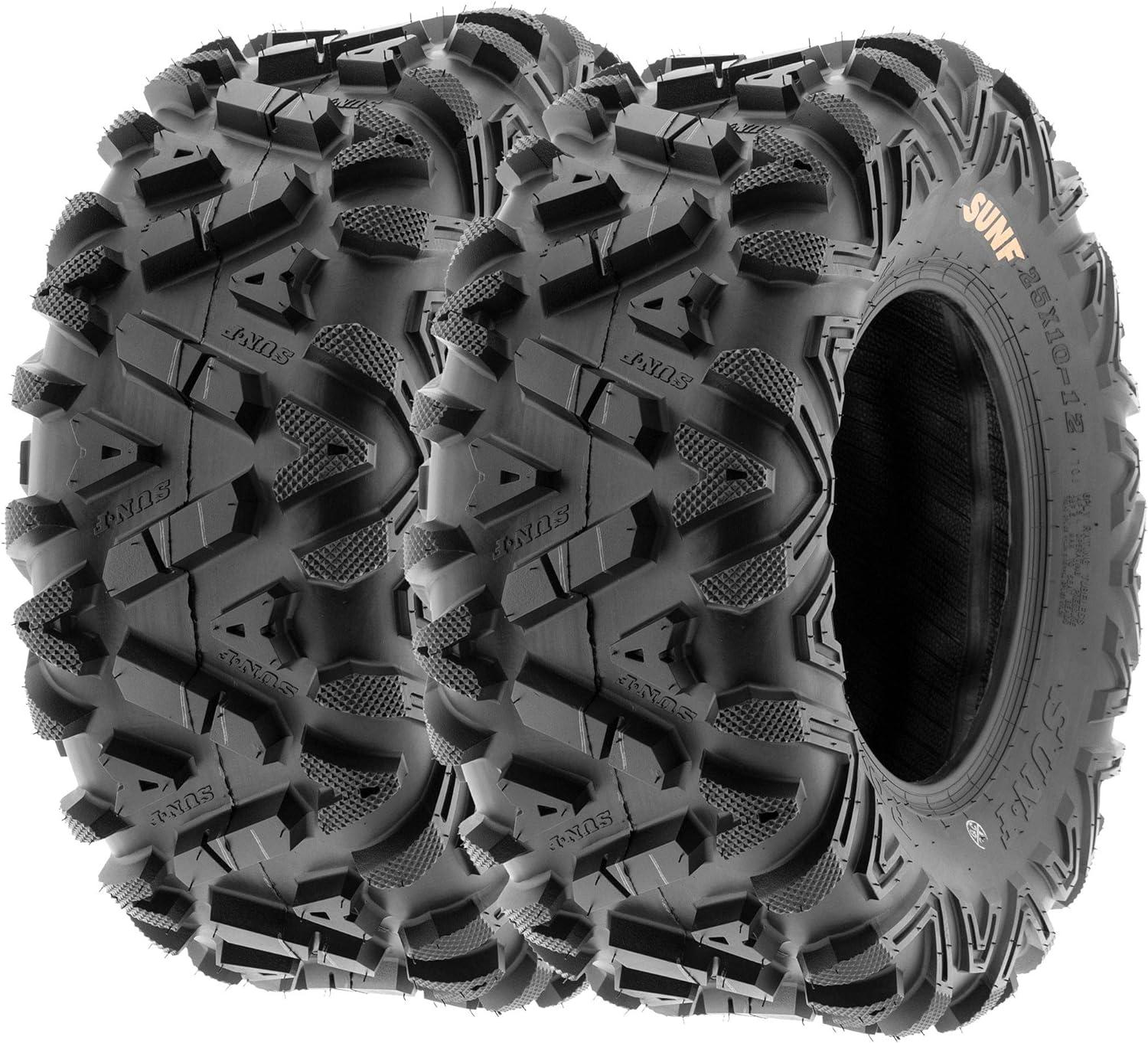 imageSet of 4 SunF PowerI ATVUTV AT AllTerrain Tires 24x812 Front ampamp 24x1012 Rear 6 PR Tubeless A03324x812  24x1012