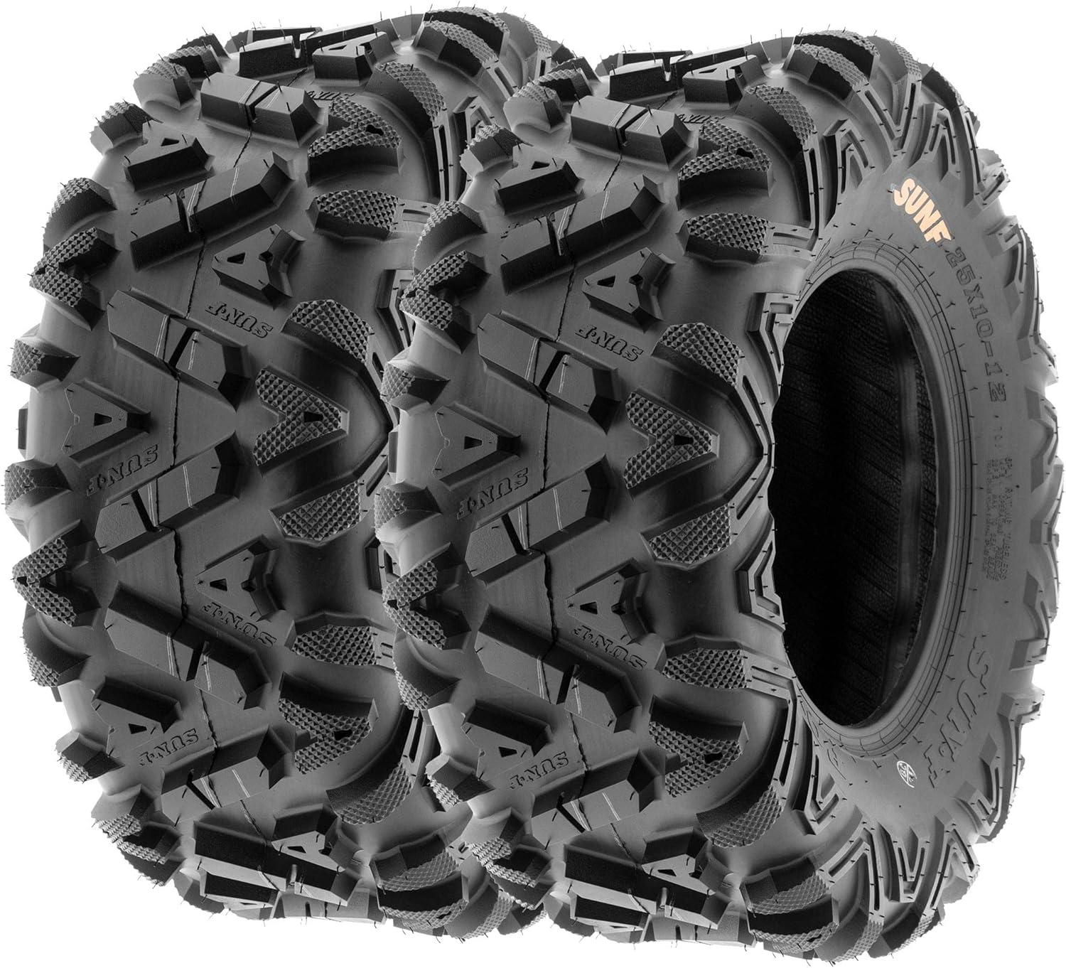 imageSet of 4 SunF PowerI ATVUTV AT AllTerrain Tires 24x812 Front ampamp 24x1012 Rear 6 PR Tubeless A03326x812  26x1112