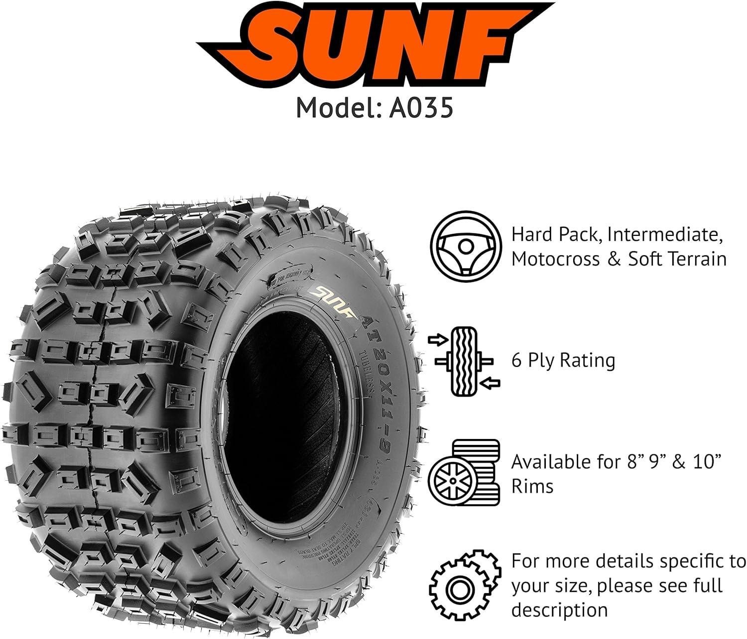 imageSunF 18x108 ATV UTV Tire 18x10x8 Knobby 6 PR A035  PAIR of 2