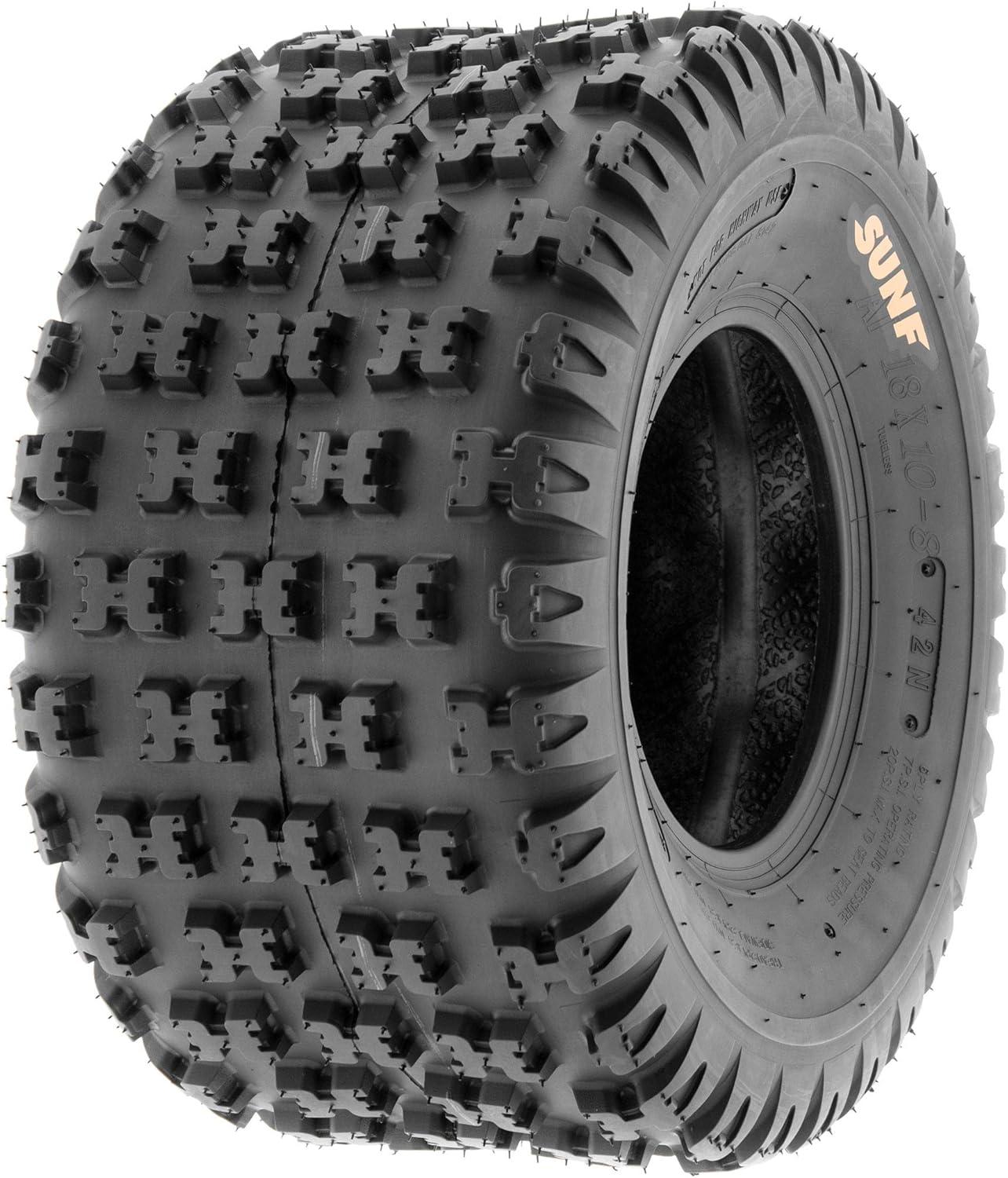 imageSunF 18x108 ATV UTV Tire 18x10x8 Knobby Tubeless 6 PR A031  PAIR of 2