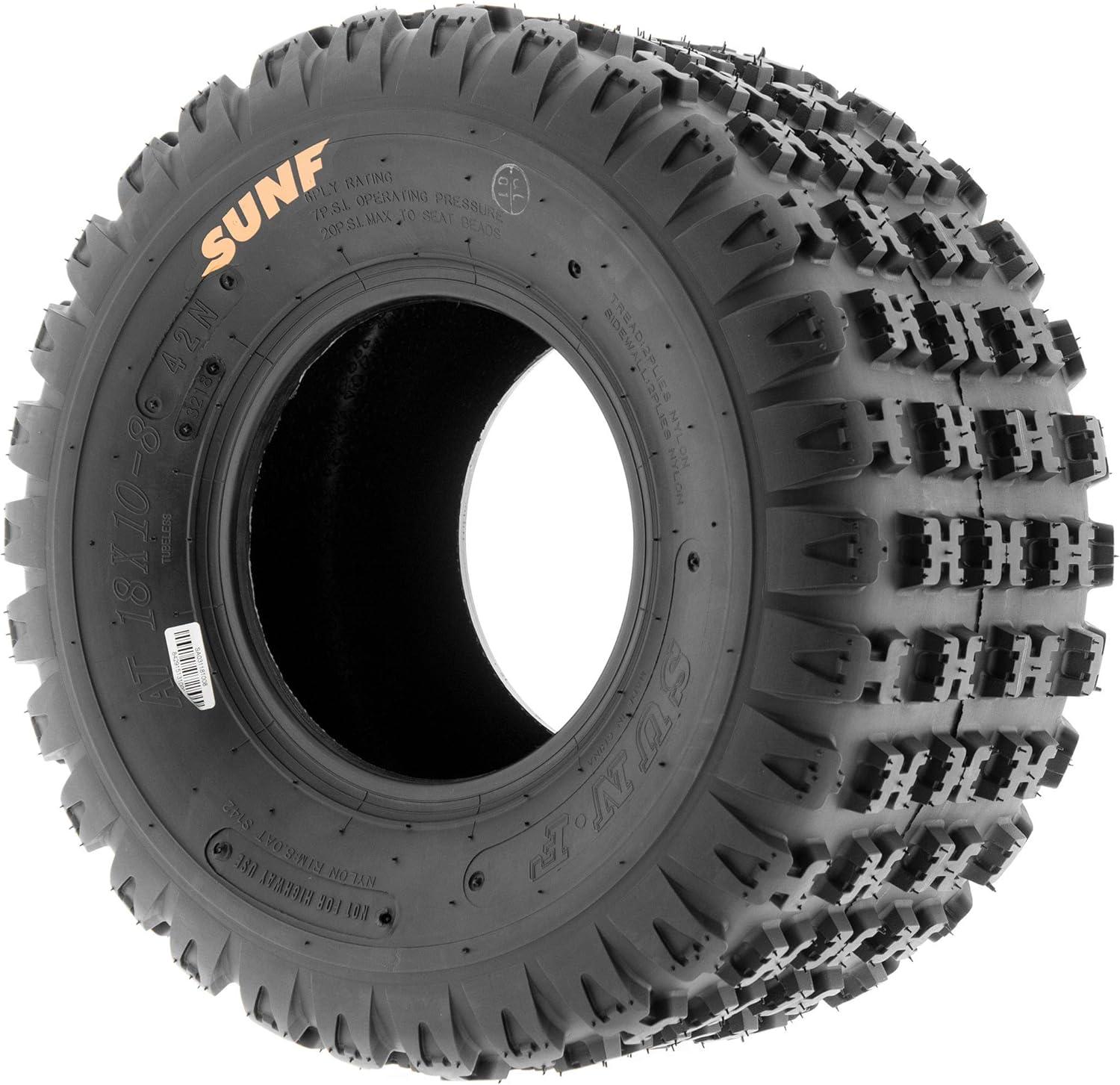 imageSunF 18x108 ATV UTV Tire 18x10x8 Knobby Tubeless 6 PR A031  PAIR of 2
