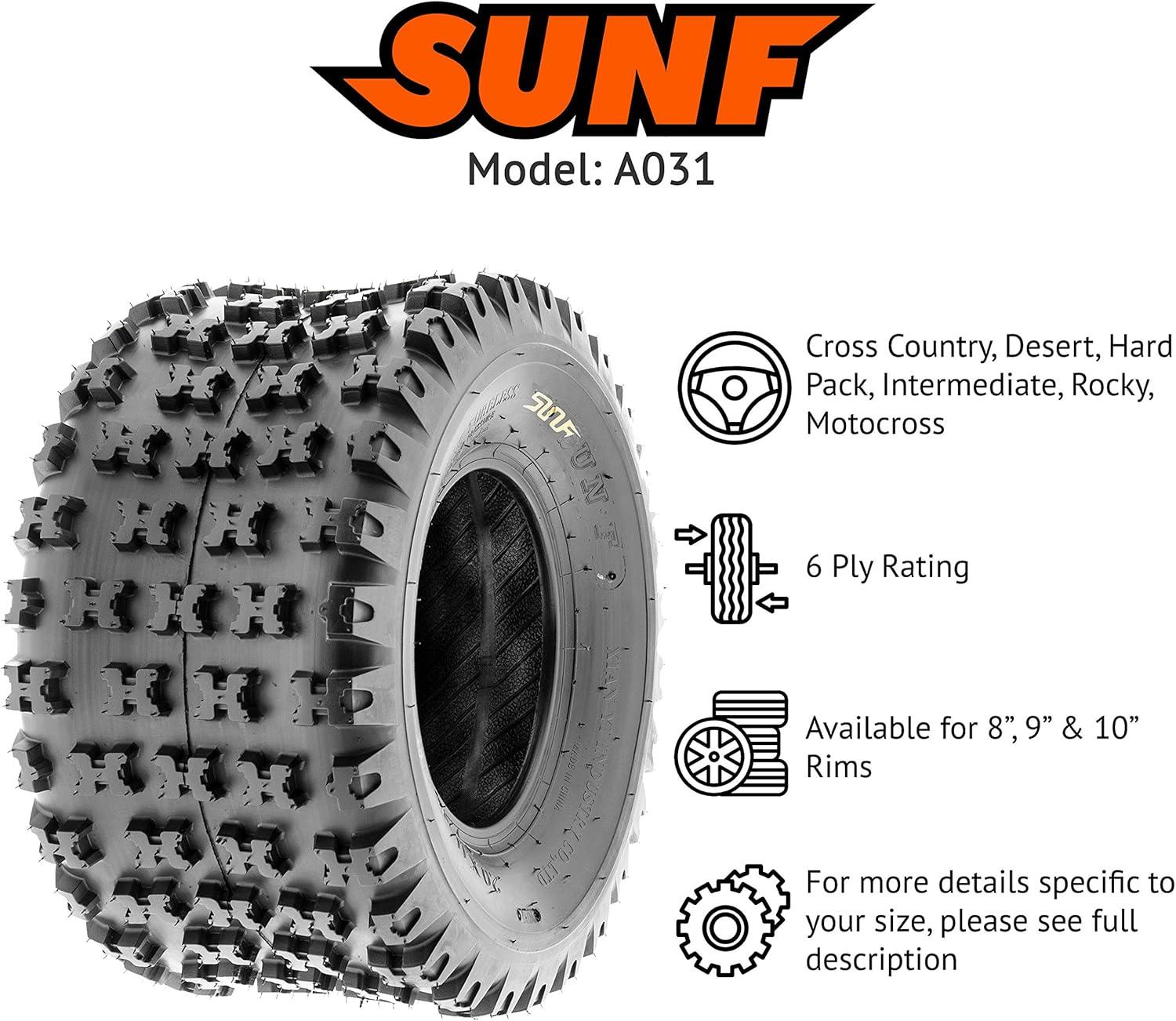 imageSunF 18x108 ATV UTV Tire 18x10x8 Knobby Tubeless 6 PR A031  PAIR of 2