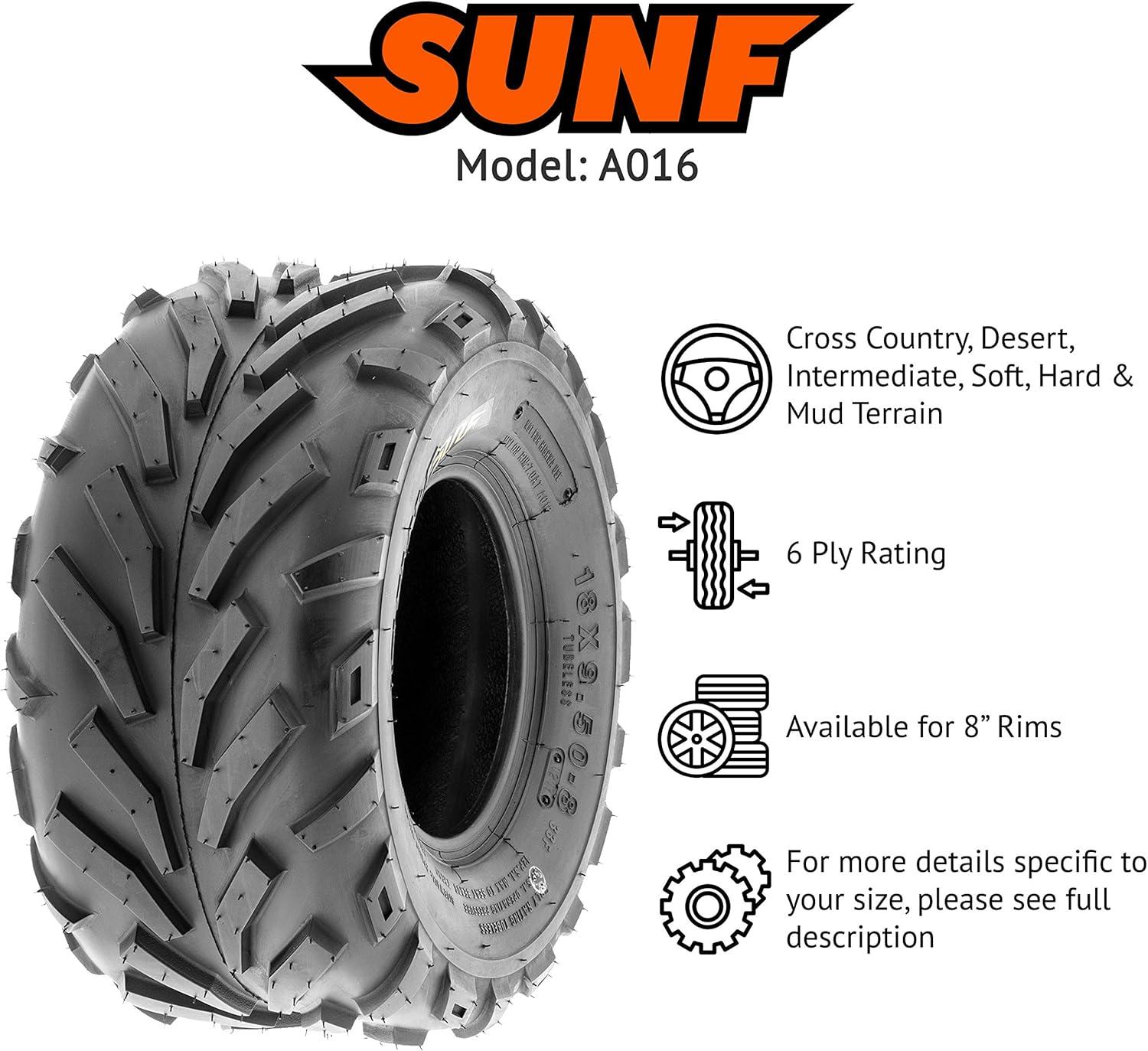 imageSunF 18x958 ATV UTV Tire 18x95x8 VShaped 6 PR A016  PAIR of 2