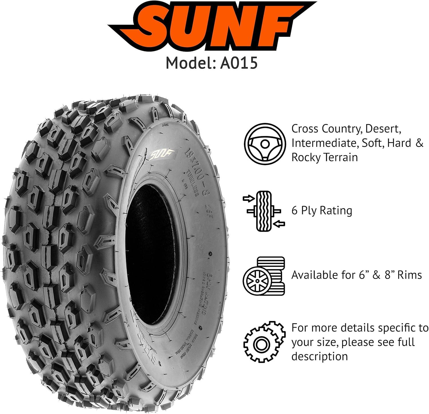 imageSunF 19x78 19x7x8 Light Weight ATV UTV Knobby Tire 6 PR Tubeless  A015