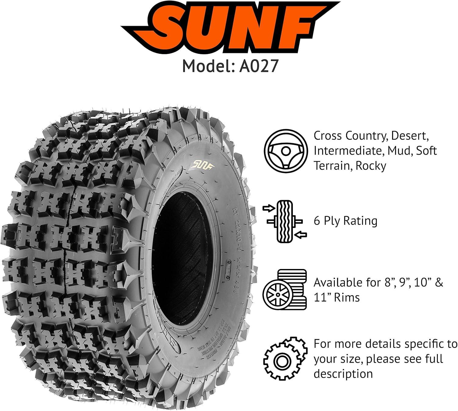 imageSunF 20x118 ATV UTV Knobby Tire 20x11x8 Sport Race 6 PR A027  PAIR of 2