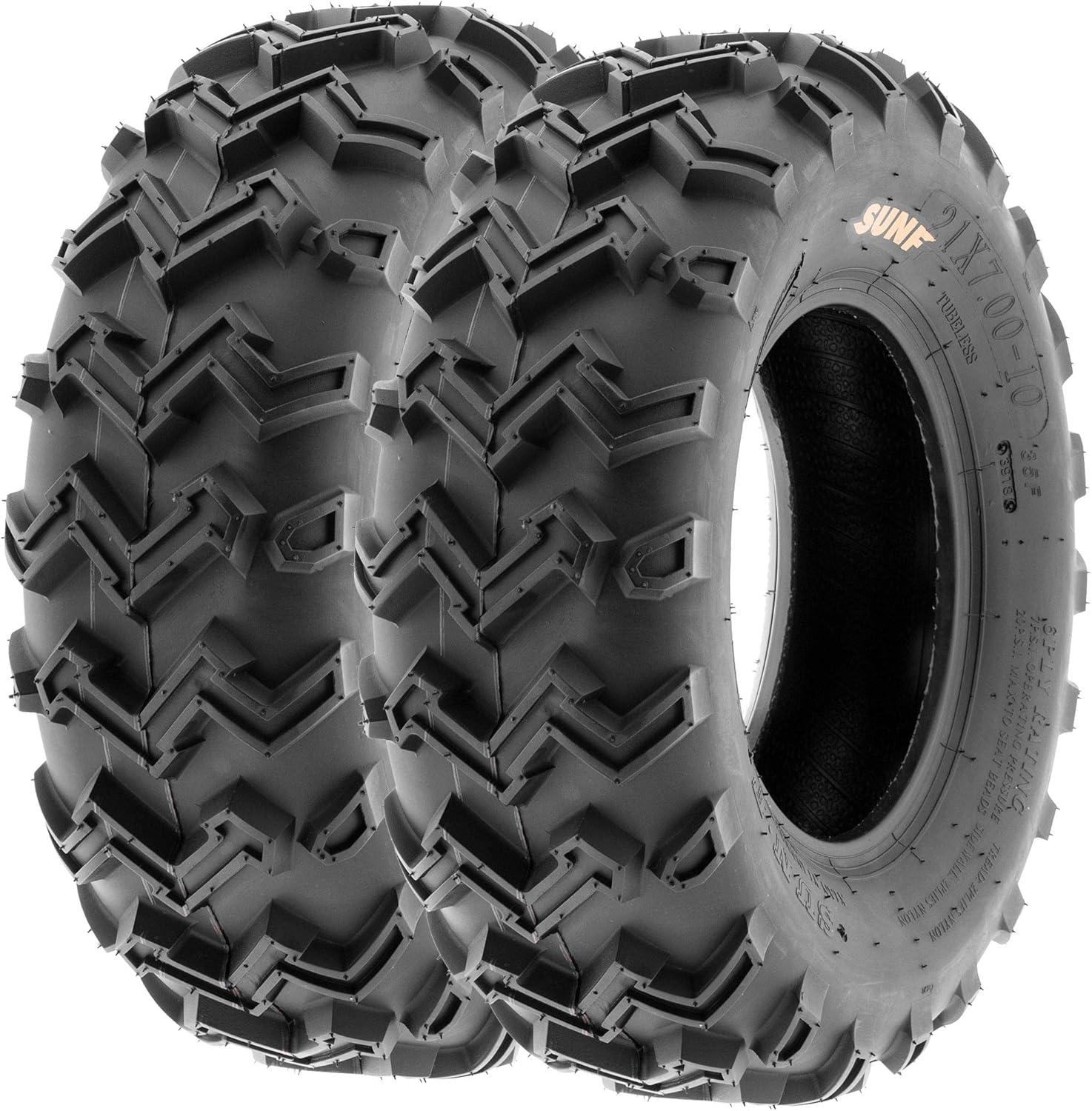 imageSunF 21x710 Front ampamp 22x1010 Rear 6 Ply ATVUTV Off Road Tires A001 Set Bundle of 424x812  22x1010