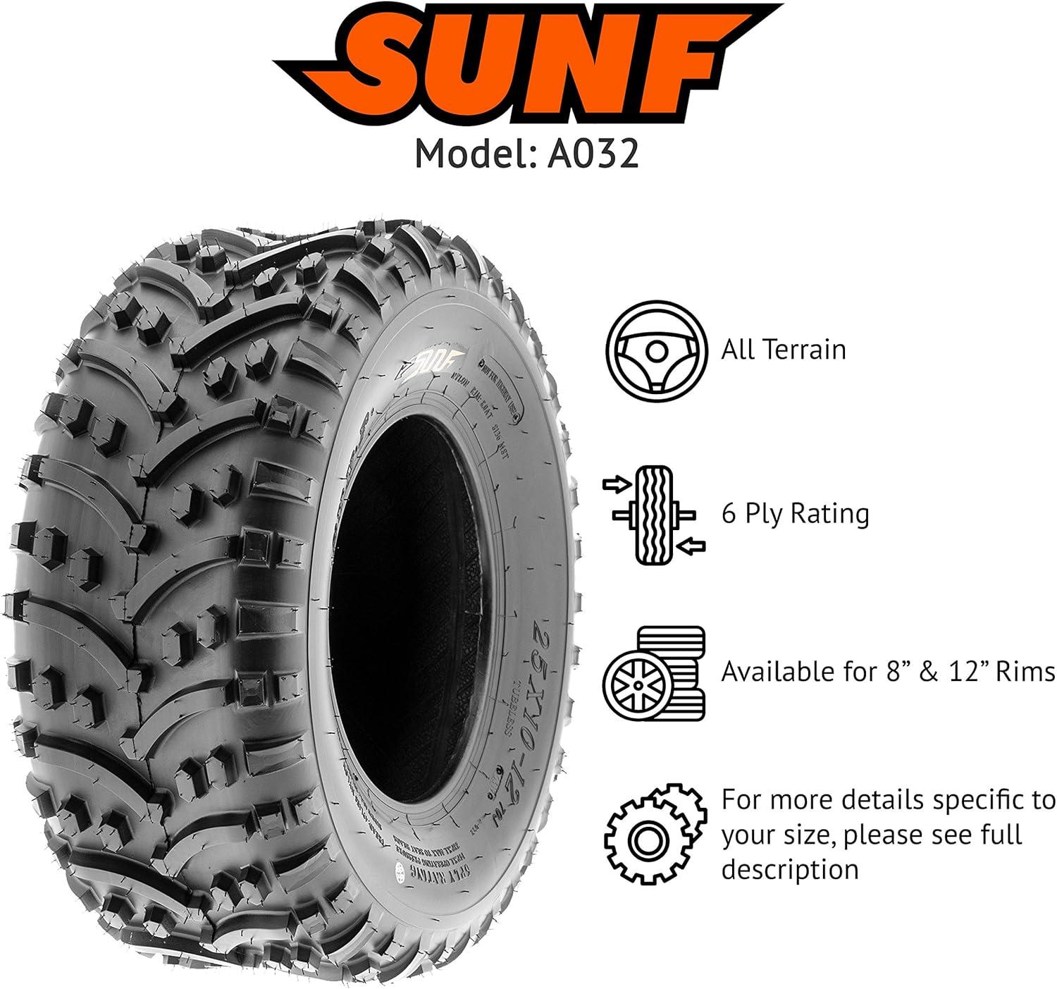 imageSunF 22x118 ATV UTV Tire 22x11x8 Knobby Tubeless PR A032  PAIR of 2