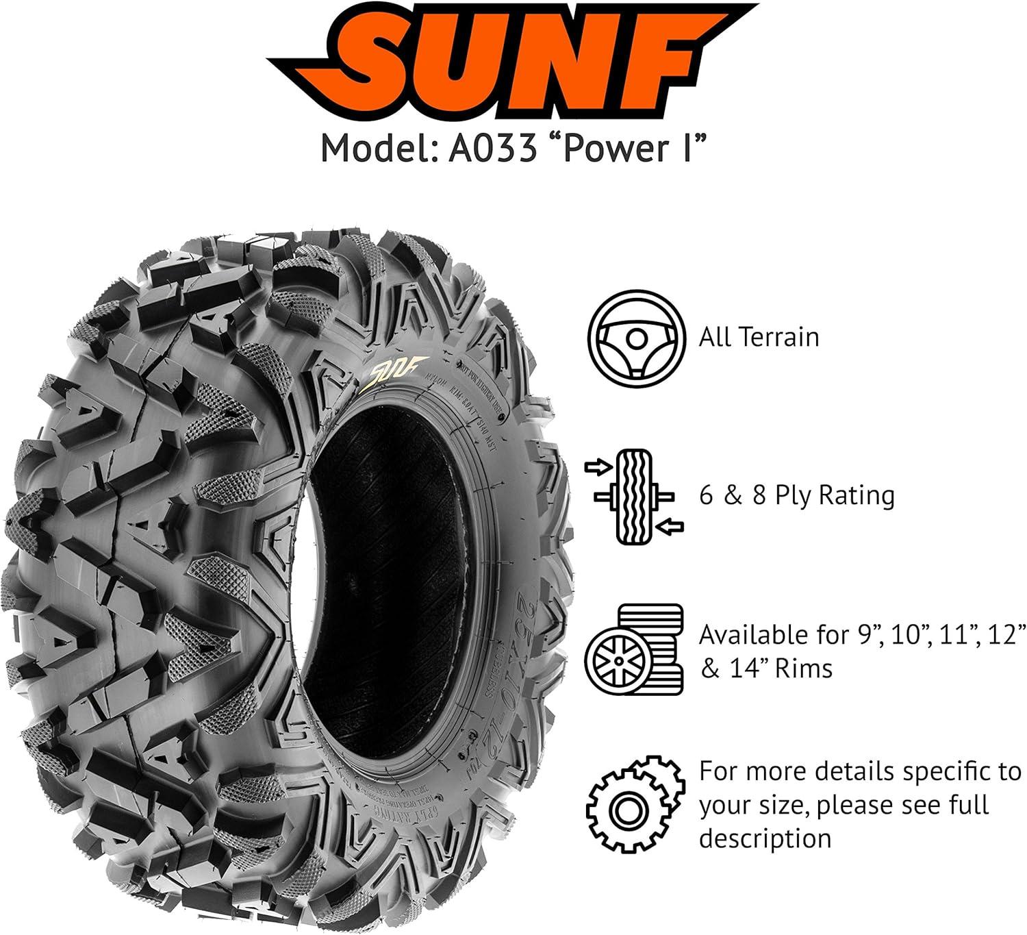 imageSunF 24x1012 ATV UTV 24x10x12 All Terrain Tires 6 PR A033 POWER I  PAIR of 2