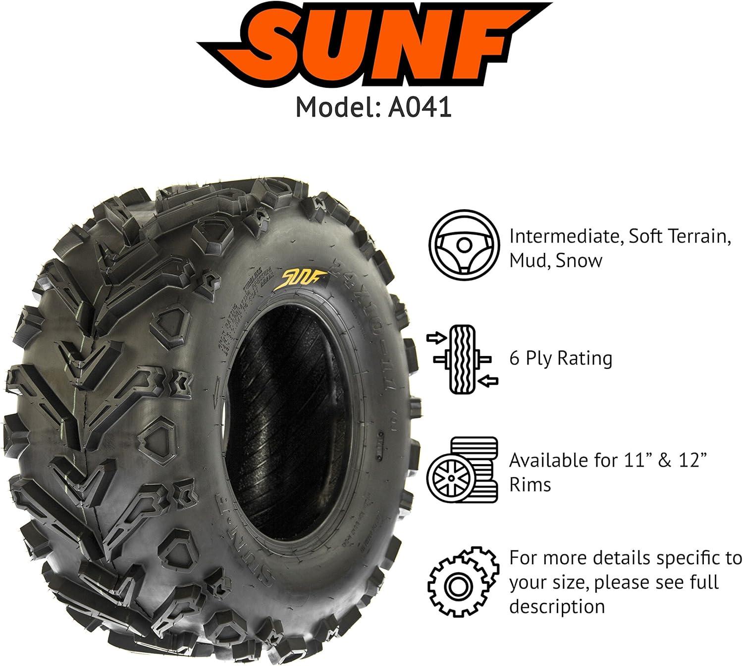 imageSunF 24x1012 ATV UTV Muddy Tire 24x10x12 Mud Hardpack 6 PR A041  PAIR of 2