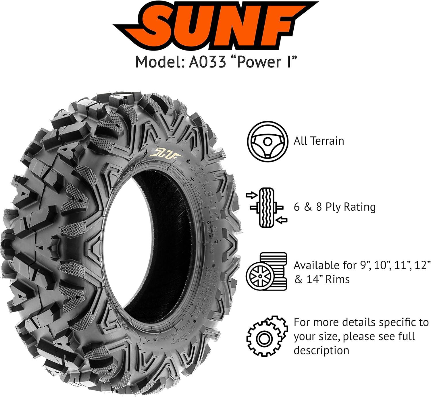 imageSunF 24x1110 ATV UTV 24x11x10 All Terrain Tires 6 PR A033 POWER I  PAIR of 2
