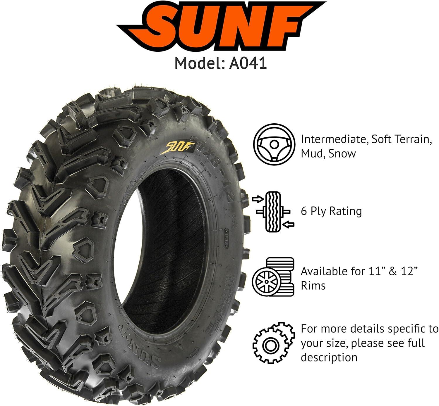 imageSunF 24x812 ATV UTV Muddy Tire 24x8x12 Mud Hardpack 6 PR A041  PAIR of 2