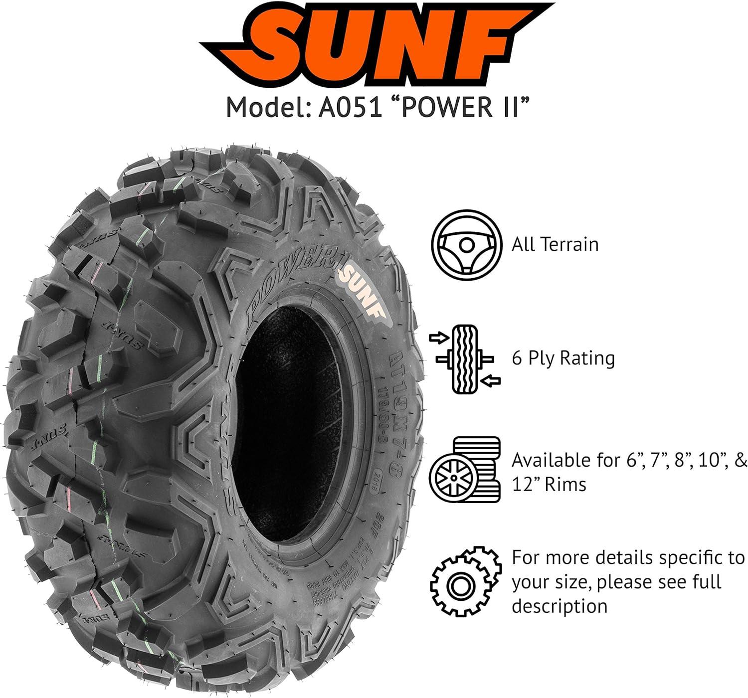 imageSunF 26x1112 26x11x12 All Terrain Tires ATV UTV 6 PR Tubeless  A051 POWER II