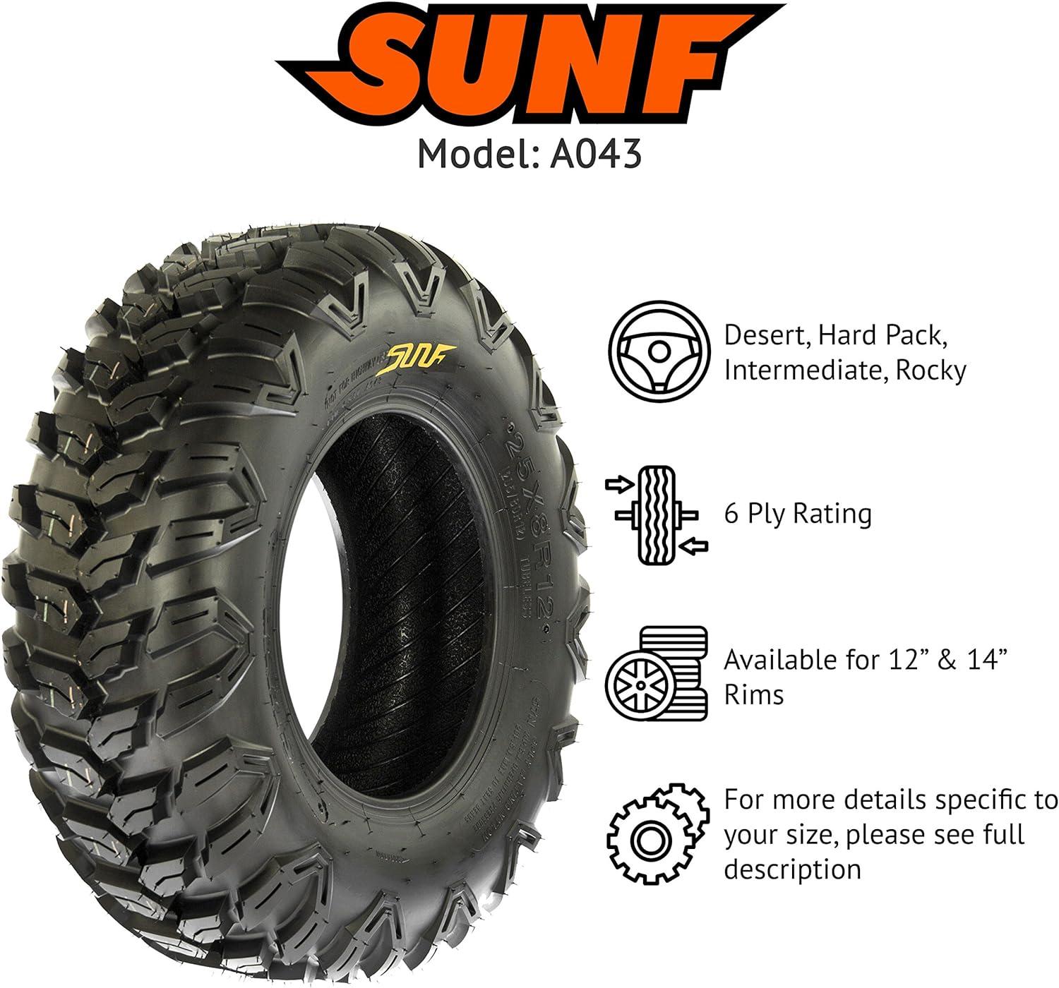 imageSunF 26x9R12 26x11R12 Loose Over Hardpack ATV UTV Tire 6 PR A043  BUNDLE
