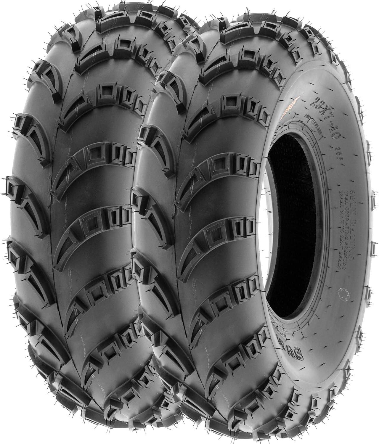 imageSunF A028 OffRoad ATV UTV Mud Tires 23x710 Front ampamp 23x1010 Rear 6 PR Tubeless Set of 4
