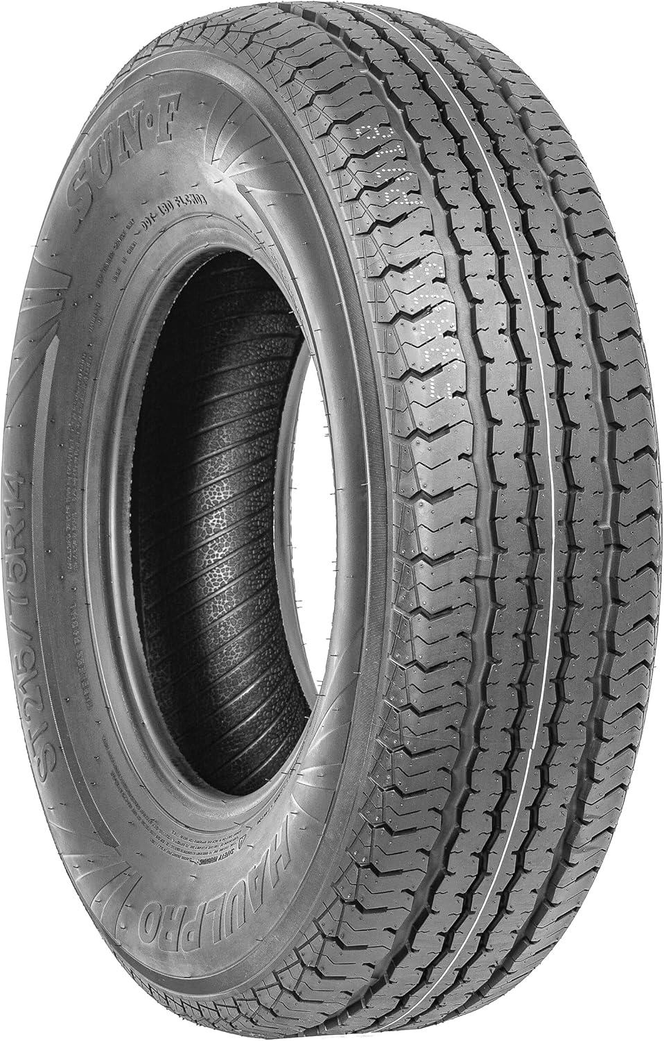 imageSunF HaulPro Single Radial Trailer Tires ST21575R14 Load Range D wScuff Guard 8 Ply18580R13