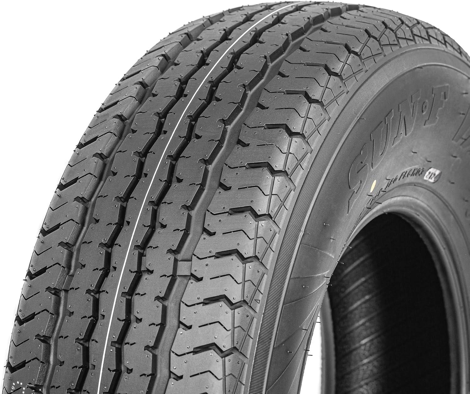 imageSunF HaulPro Single Radial Trailer Tires ST21575R14 Load Range D wScuff Guard 8 Ply18580R13