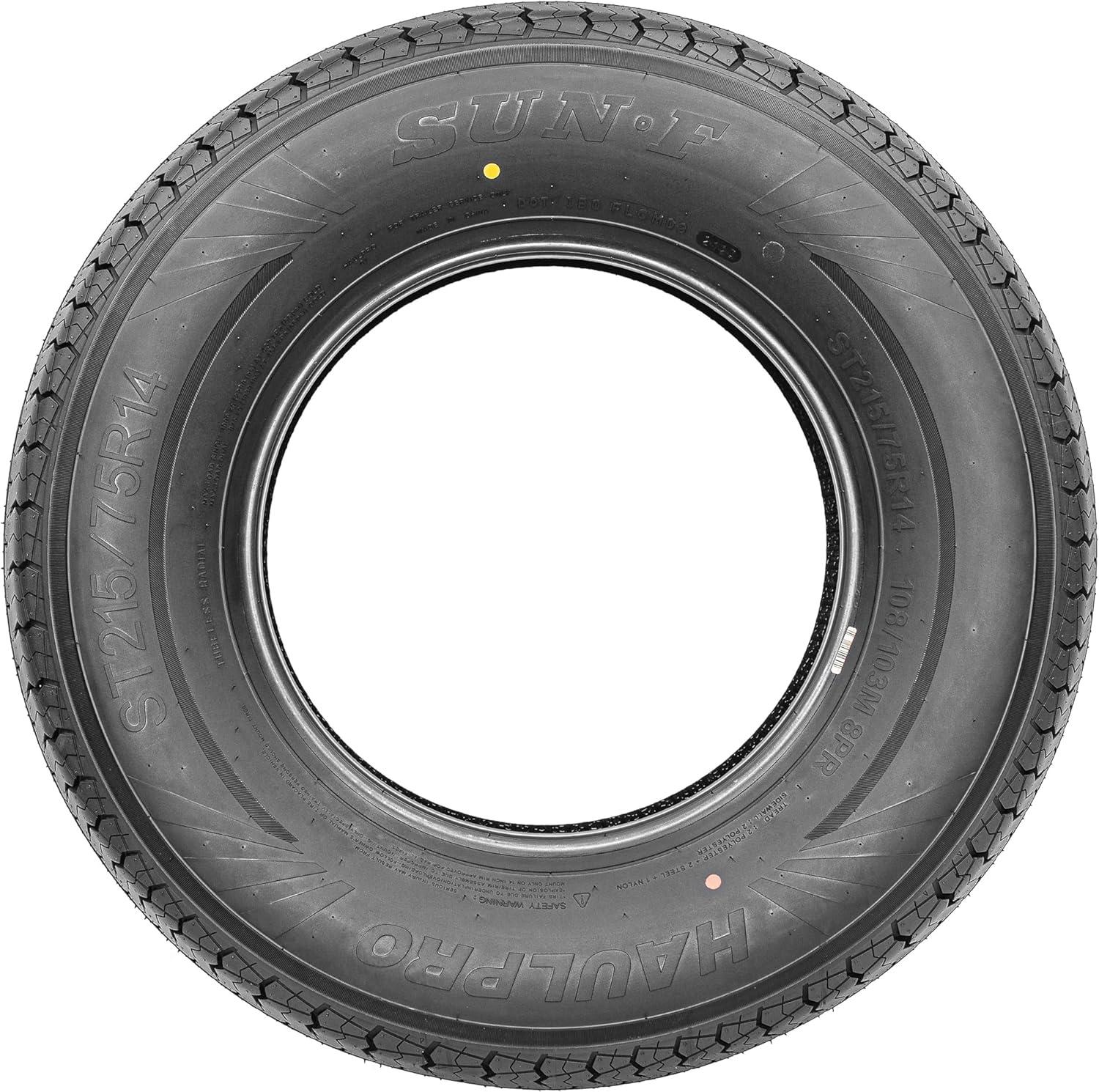 imageSunF HaulPro Single Radial Trailer Tires ST21575R14 Load Range D wScuff Guard 8 Ply21575R14