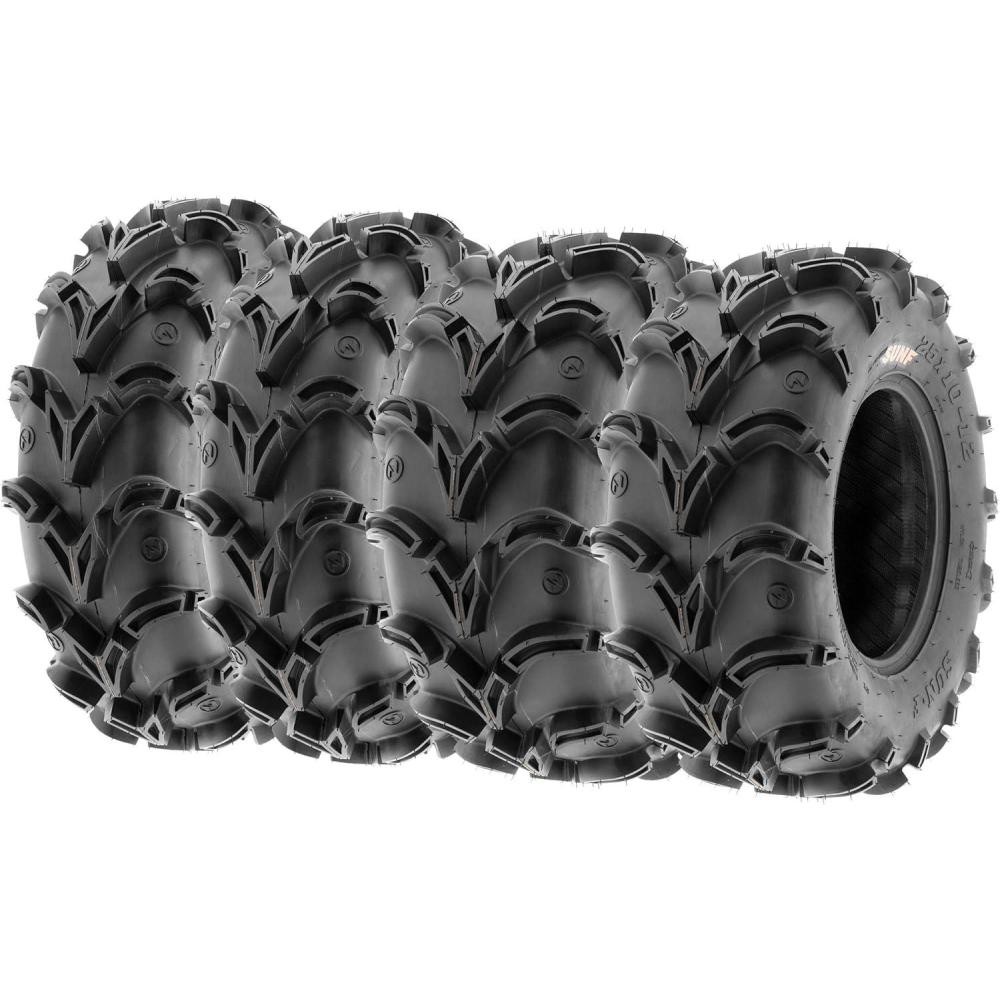 imageSet of 4 SunF 25x812 Front ampamp 25x1012 Rear Deep Mud  Trail ATV UTV OffRoad Tires 6PR Tubeless A05025x812 25x1012
