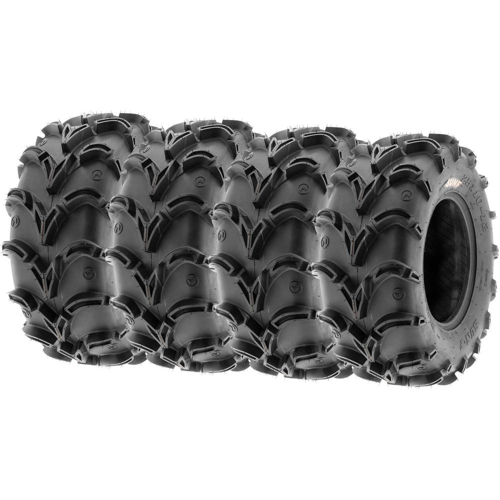 imageSet of 4 SunF 25x812 Front ampamp 25x1012 Rear Deep Mud  Trail ATV UTV OffRoad Tires 6PR Tubeless A05028x1012