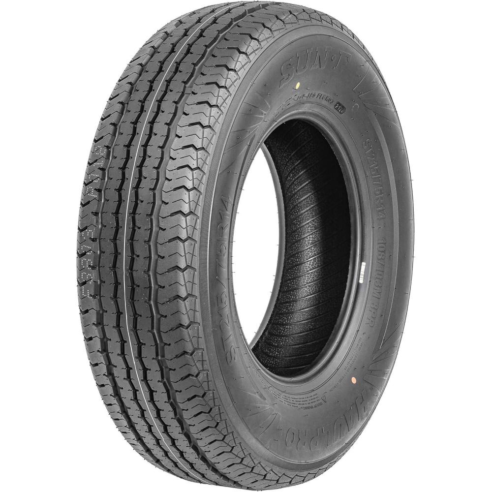 imageSunF HaulPro Single Radial Trailer Tires ST21575R14 Load Range D wScuff Guard 8 Ply18580R13