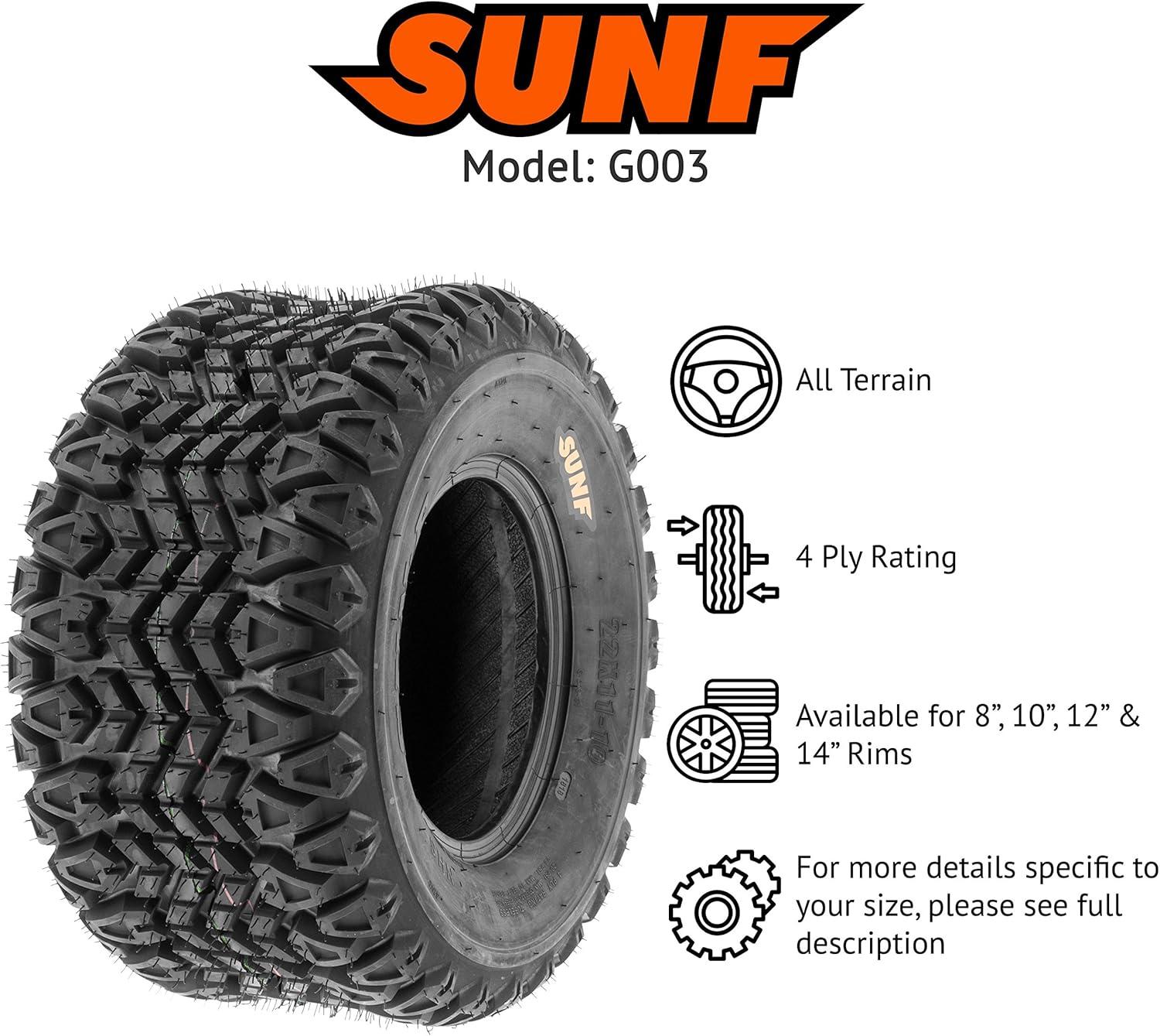imageSet of 4 SunF 25x1012 25x10x12 Golf Cart Lawn Mower Quad 4 Ply 25quot ATV UTV Tires G003  Rims NOT included