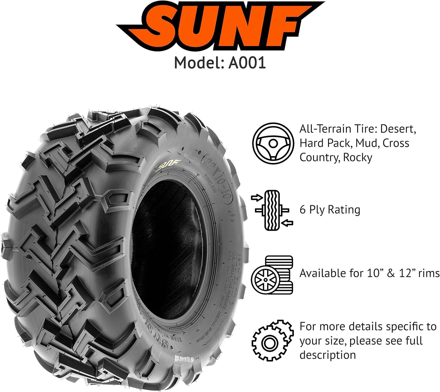 imageSunF 22x1010 22x10x10 Mud Sand ATV UTV Muddy Sandy Tire 6 PR Tubeless  A001