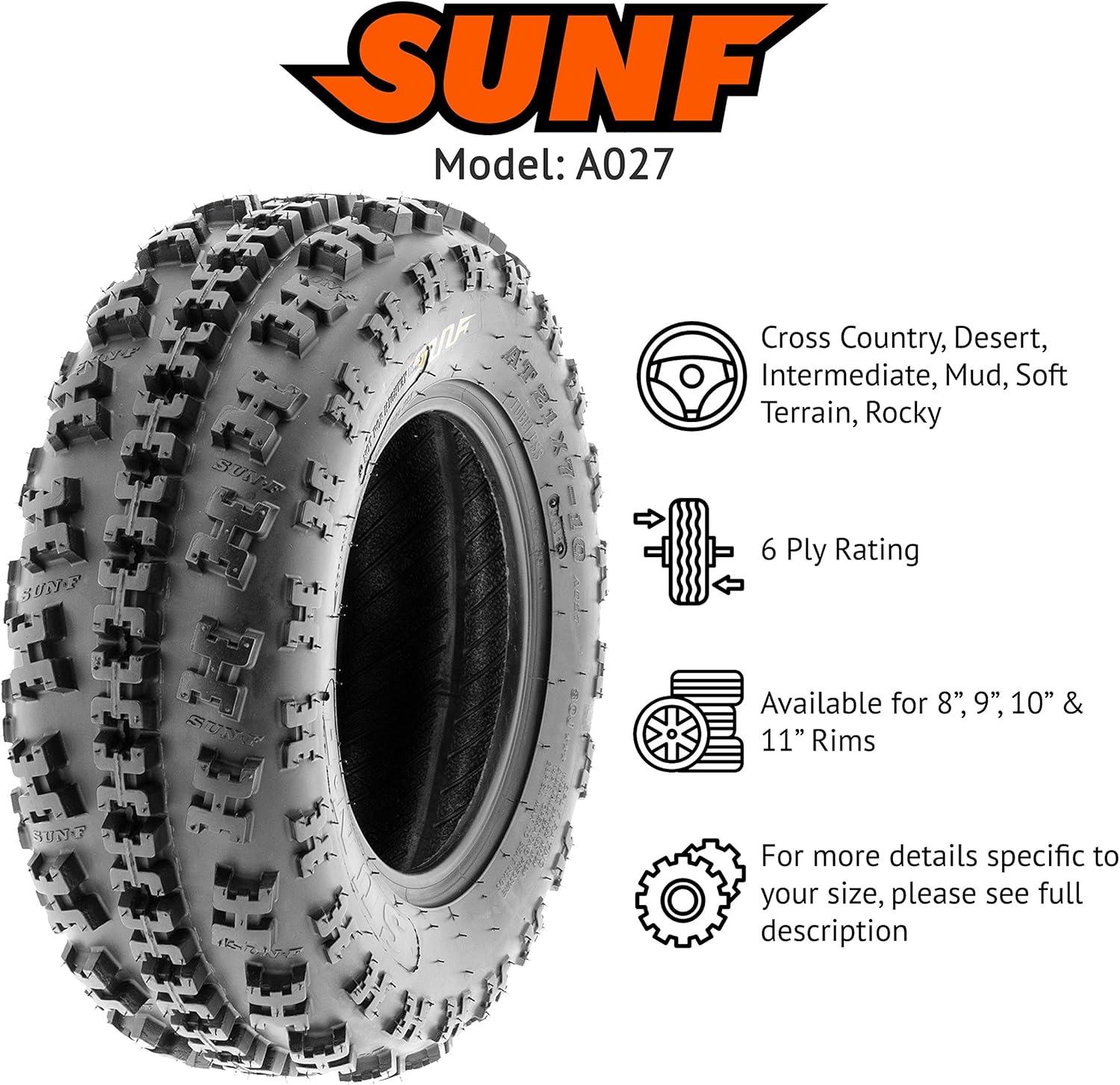 imageSunF 21x710 22x1010 Sport Race ATV UTV Knobby Tire 6 PR A027  BUNDLE