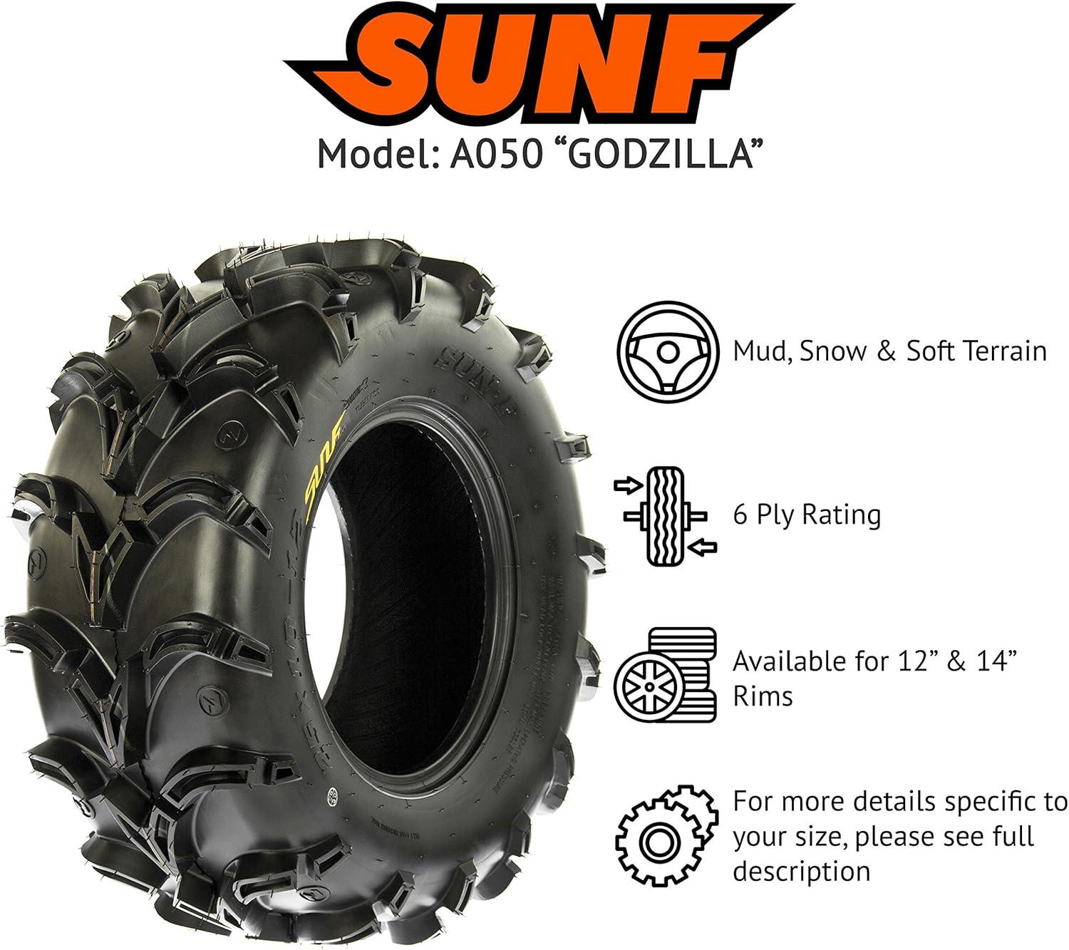 imageSunF 26x1112 26x11x12 Mud vshape ATV UTV Muddy Tire 6 PR Tubeless  A050