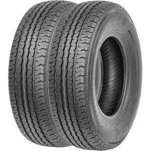 imageSunF HaulPro Set of 2 Radial Trailer Tires ST18580R13 Load Range D wScuff Guard 8 Ply20575r14