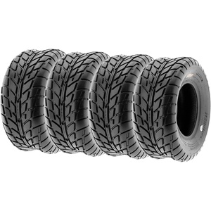image:imageSunF ATV UTV Tires 25x1112 Flat Track Tires 25x11x126 PRSet of 4  Tubeless NonDirectional Tread Paved and HardPack Terrain25x1112